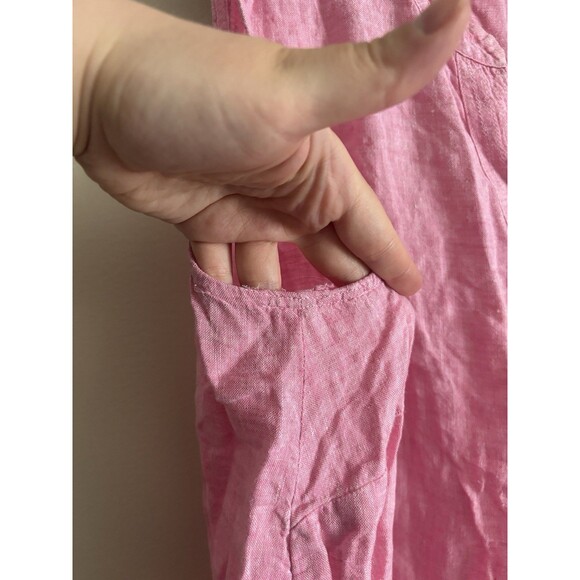 Talbots Plus 3X 100% LINEN Sleeveless Tunic Top Pink Split V Neck Lagenlook - Picture 3 of 6